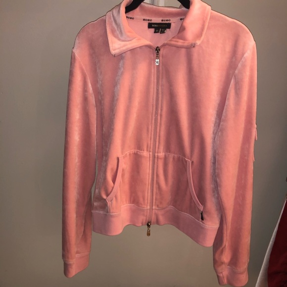 Velvet baby pink zip up - Picture 1 of 5